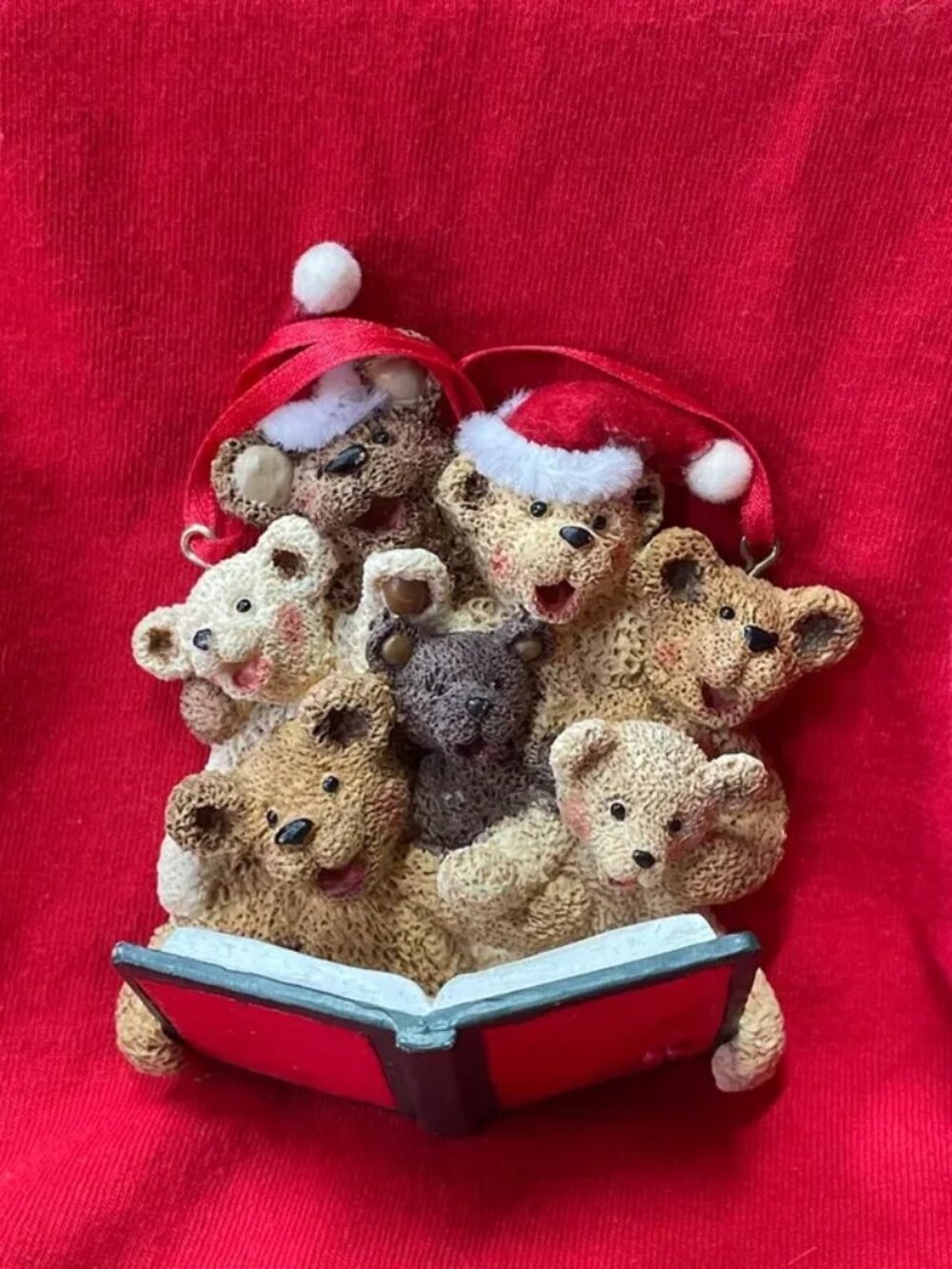 Kurt S. Adler W6546 Holly Bearies Christmas Ornament - Choir Teddy Bears